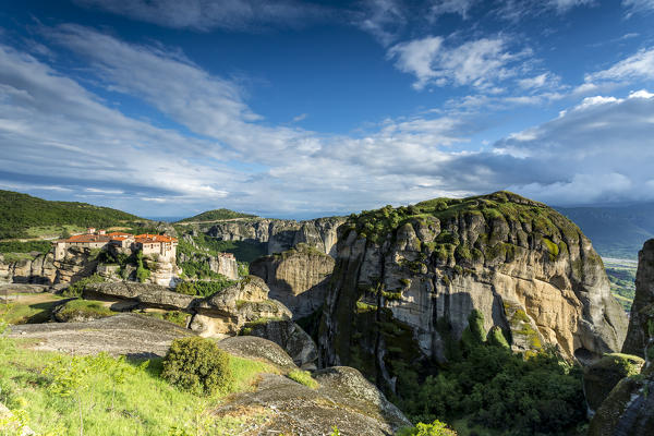 Orthodox Monastery and rock boulders in Meteora near Kalambaka, Thessaly, Greece