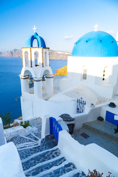 Typical buildings and churches in Oia, Santorini, Cyclades Islands, Greece