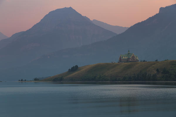 Prince of Wales hotel and surrounding peaks, Waterton, Alberta, Canada