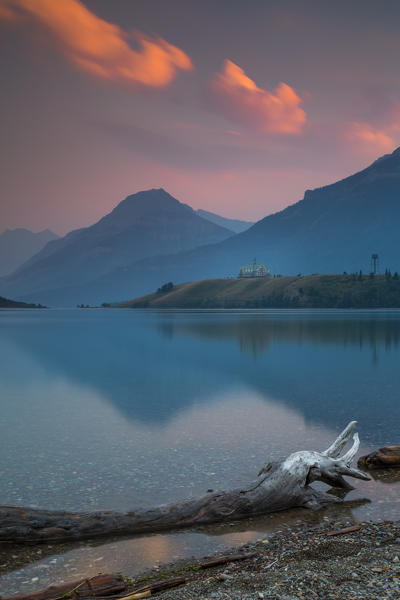 Prince of Wales hotel and surrounding peaks, Waterton, Alberta, Canada