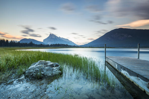 Mt. Rundle at Sunrise, Vermilion Lakes, Banff National Park, Alberta, Canada