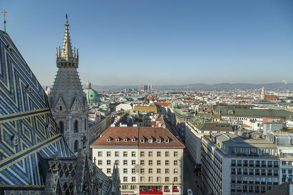 View from the top of St. Stephen's Cathedral or Stephansdom, Vienna, Austria