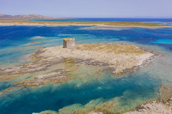 La Pelosa Beach and Tower of the Falcon in Stintino, Sassari, Sardinia, Italy