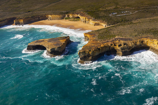 London Arch (London Bridge) and Twelve Apostles Marine National Park near Port Campbell, Great Ocean Road, Victoria, Australia