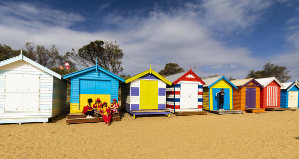 The colourful Brighton Bathing Boxes located on Middle Brighton Beach, Brighton, Melbourne, Victoria, Australia