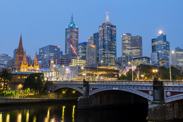 Cityscape at dusk, Melbourne, Victoria, Australia