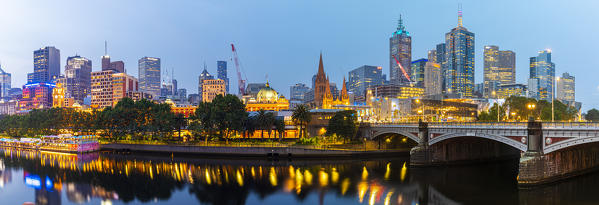 Cityscape at dusk, Melbourne, Victoria, Australia