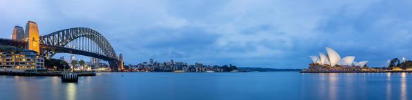 Sydney Harbour Bridge at dusk, Sydney, New South Wales, Australia