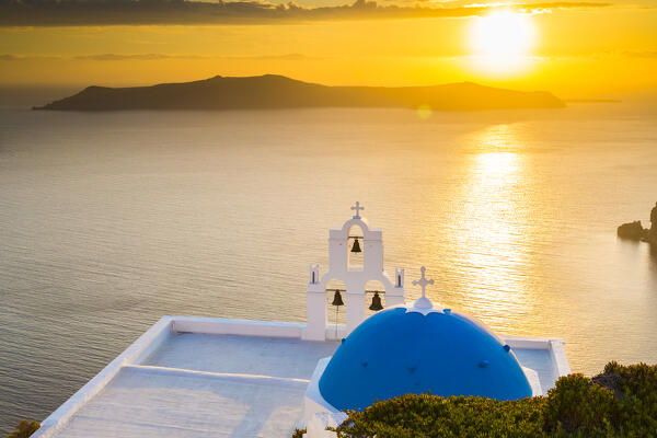 Sunset in Firostefani, Santorini, Cyclades Islands, Greece