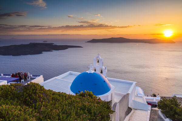 Sunset in Firostefani, Santorini, Cyclades Islands, Greece