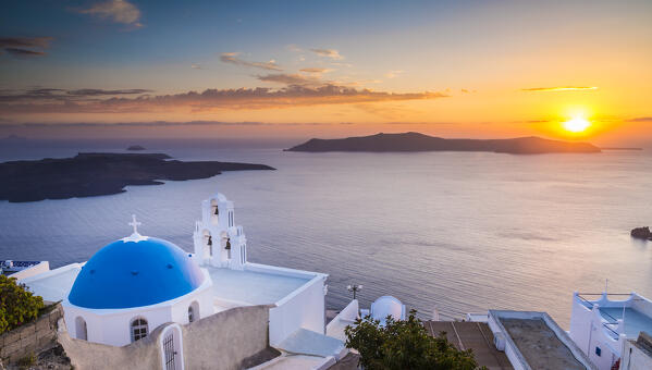 Sunset in Firostefani, Santorini, Cyclades Islands, Greece