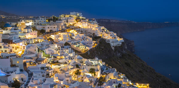 Night view of Firostefani, Santorini, Cyclades Islands, Greece