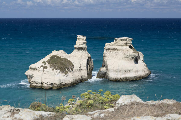 Two Sisters rock formations in Torre dell Orso, Melendugno, Lecce district, Apulia, Italy