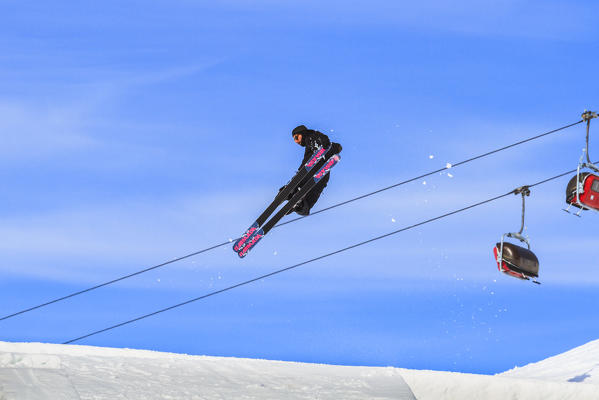 Freestyle skiing in Livigno, Lombardy, Italy, Europe