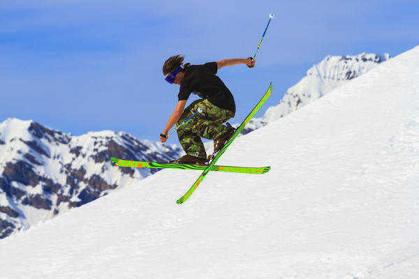 Freestyle skiing in Livigno, Lombardy, Italy, Europe