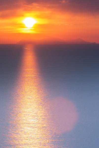 Sunset view from Oia, Santorini, Greece, Europe
