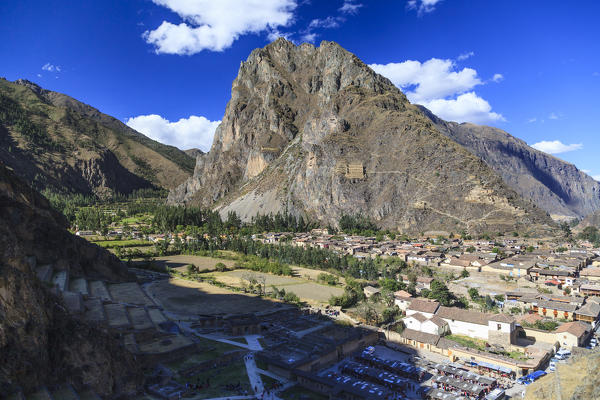Inca ruins in the city of Ollantaytambo,  Cuzco province, Peru