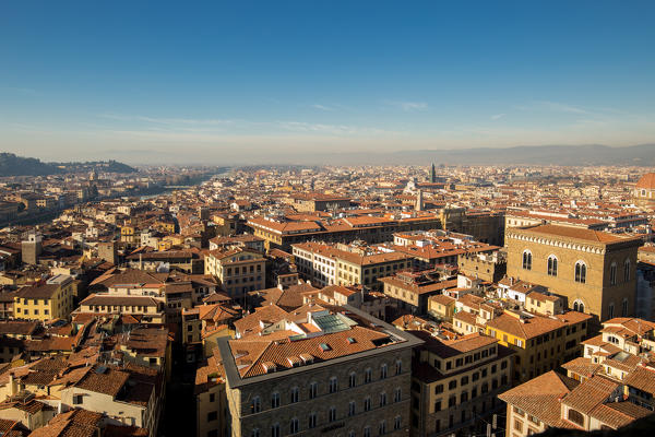 Elevated view of Florence city center
Europe, Italy, Tuscany, Province of Florence, Florence