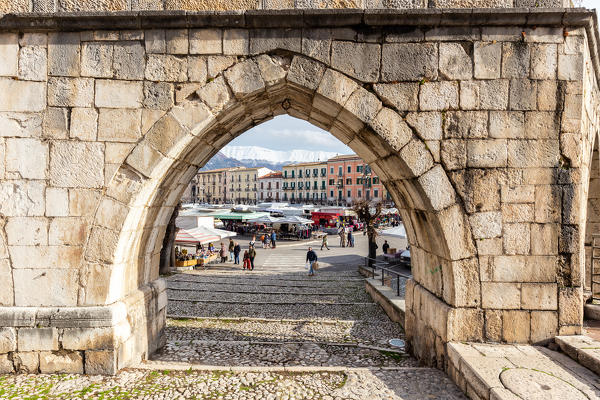 One of the entrances to the main square of Sulmona
Europe, Italy, Abruzzo, Province of L'Aquila