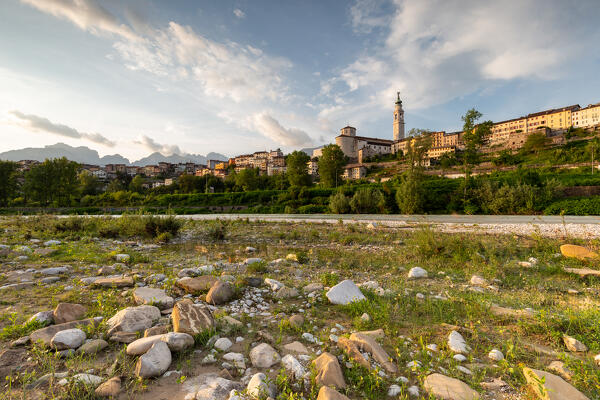 View of the historic center of Belluno from the bed of the Piave river.
Europe, Italy, Veneto, Province of Belluno, Belluno
