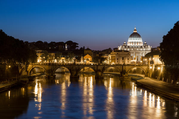 St. Peter's Basilica and Tiber River, Rome, Italy, Europe