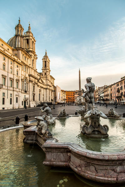 Europe, Italy, Lazio, Rome. Piazza Navona at sunrise