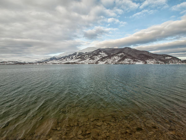 Europe, Italy, Abruzzo. Lake of Campotosto