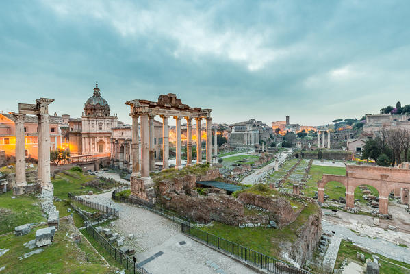 Europe, Italy, Lazio, Rome. Sunrise on Roman Forum