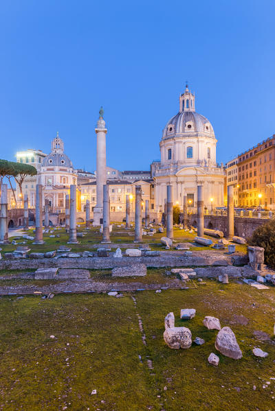 Europe, Italy, Lazio, Rome. Sunrise at Trajan Forum
