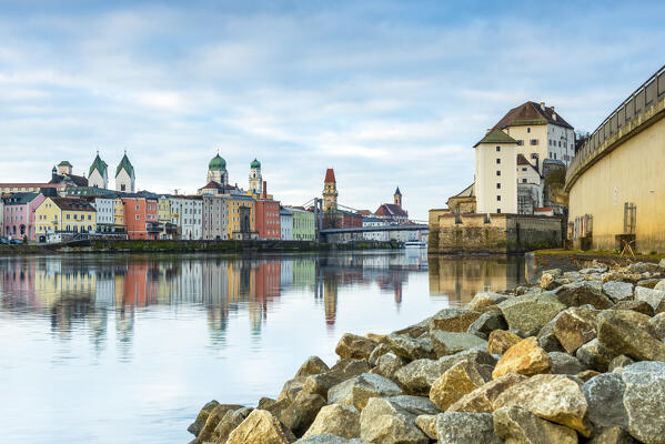 river Danube from Passau. Europe, Germany, Passau, Bavaria district