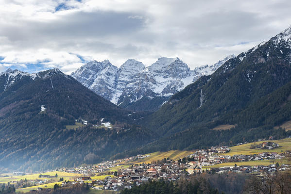 Telfes in Stubai in winter season. Europe, Austria, Stubaital, Telfes im Stubai, Innsbruck province