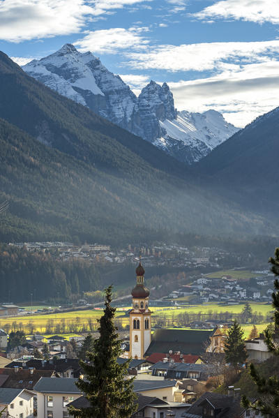 Panoramic point of Fulpmes. Europe, Austria, Stubai valley, Stubaital, Innsbruck province, Fulpmes.