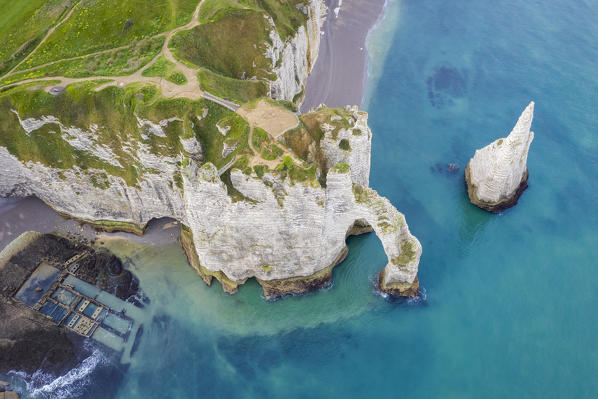 Sunrise at Etretat, Octeville sur Mer, Le Havre, Seine Maritime, Normandy, France, Western Europe