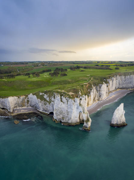 Sunrise at Etretat, Octeville sur Mer, Le Havre, Seine Maritime, Normandy, France, Western Europe