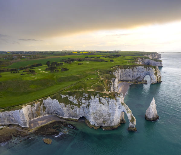 Sunrise at Etretat, Octeville sur Mer, Le Havre, Seine Maritime, Normandy, France, Western Europe