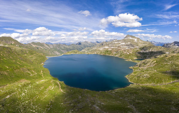 Aerial view of the Naret lake in Lavizzara Valley, Maggia Valley, Lepontine Alps, Canton Ticino, Switzerland.