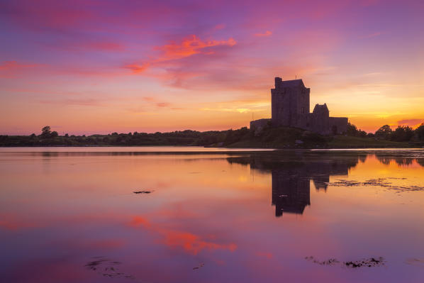 Sunrise at the Dunguaire Castle. County Galway, Connacht province, Ireland, Europe.