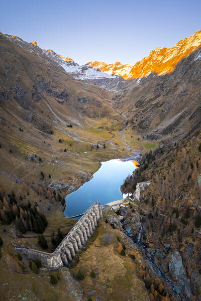 View of the ruins of the Diga del Gleno. Pianezza, Vilminore di Scalve, Scalve Valley, Lombardy, Bergamo province, Italy.