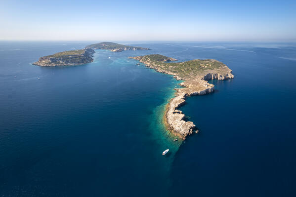 View of the archipelago of Isola di Capraia, Isola san Nicola and Isola san Domino. Tremiti Islands, Foggia district, Puglia, Italy.