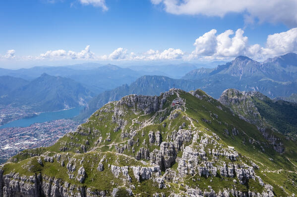 Aerial view of the top of Monte Resegone. Lecco, Lombardy, Italy, Europe.