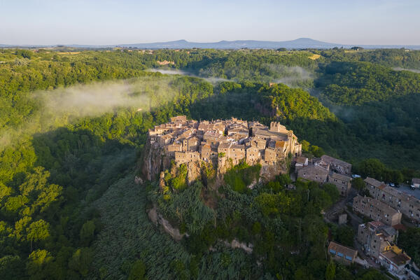 The small town of Calcata Vecchia at sunrise. Calcata, Viterbo district, Lazio, Italy, Europe.