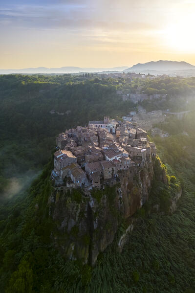 The small town of Calcata Vecchia at sunrise. Calcata, Viterbo district, Lazio, Italy, Europe.
