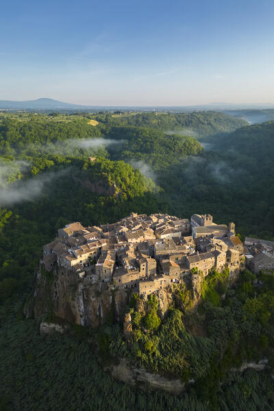 The small town of Calcata Vecchia at sunrise. Calcata, Viterbo district, Lazio, Italy, Europe.