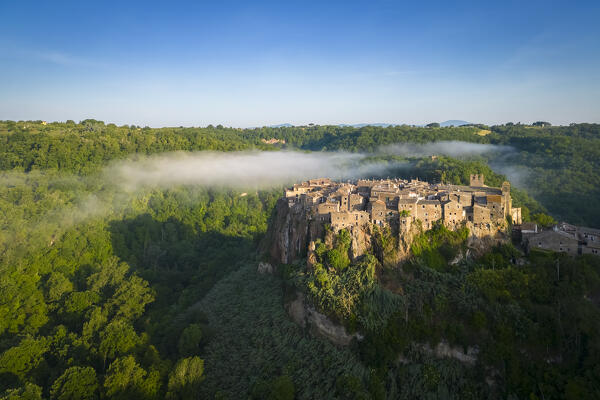 The small town of Calcata Vecchia at sunrise. Calcata, Viterbo district, Lazio, Italy, Europe.