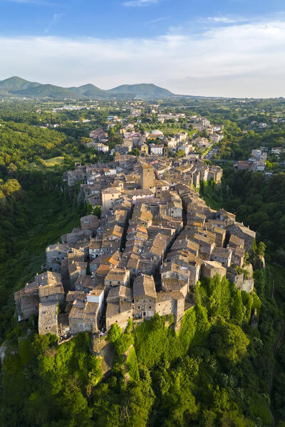 Sunset on the the small town of Vitorchiano. Vitorchiano,  Viterbo district, Lazio, Italy, Europe.
