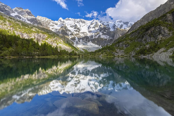 Summer view of the Aviolo lake in the Adamello park. Edolo,Brescia province, Italy, Europe.