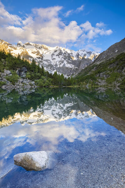 Summer view of the Aviolo lake in the Adamello park. Edolo,Brescia province, Italy, Europe.