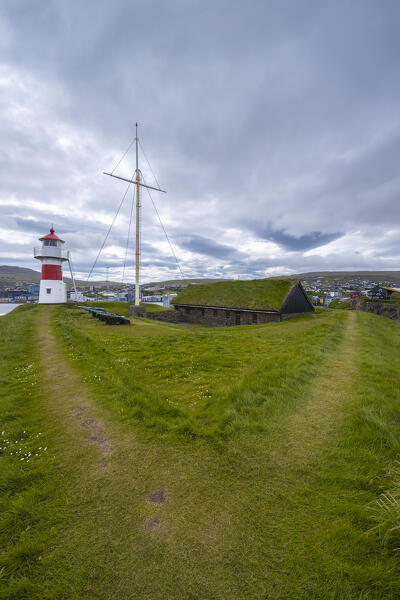 View of the historic fortress called Skansin near the harbour of Torshavn. Torshavn, Streymoy, Faroe islands.