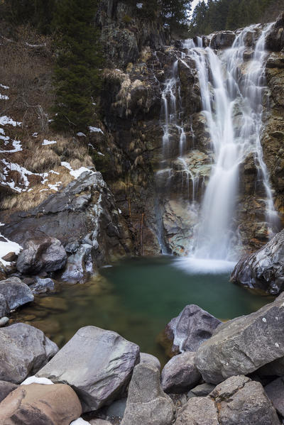 Vo' waterfall near Schilpario, Val di Scalve, Bergamo province, Lombardy, Italy.
