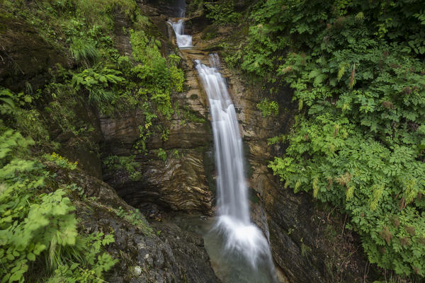 Lower waterfall on the Oltrebogna, Bognanco, Val Bognanco, Piedmont, Italy.